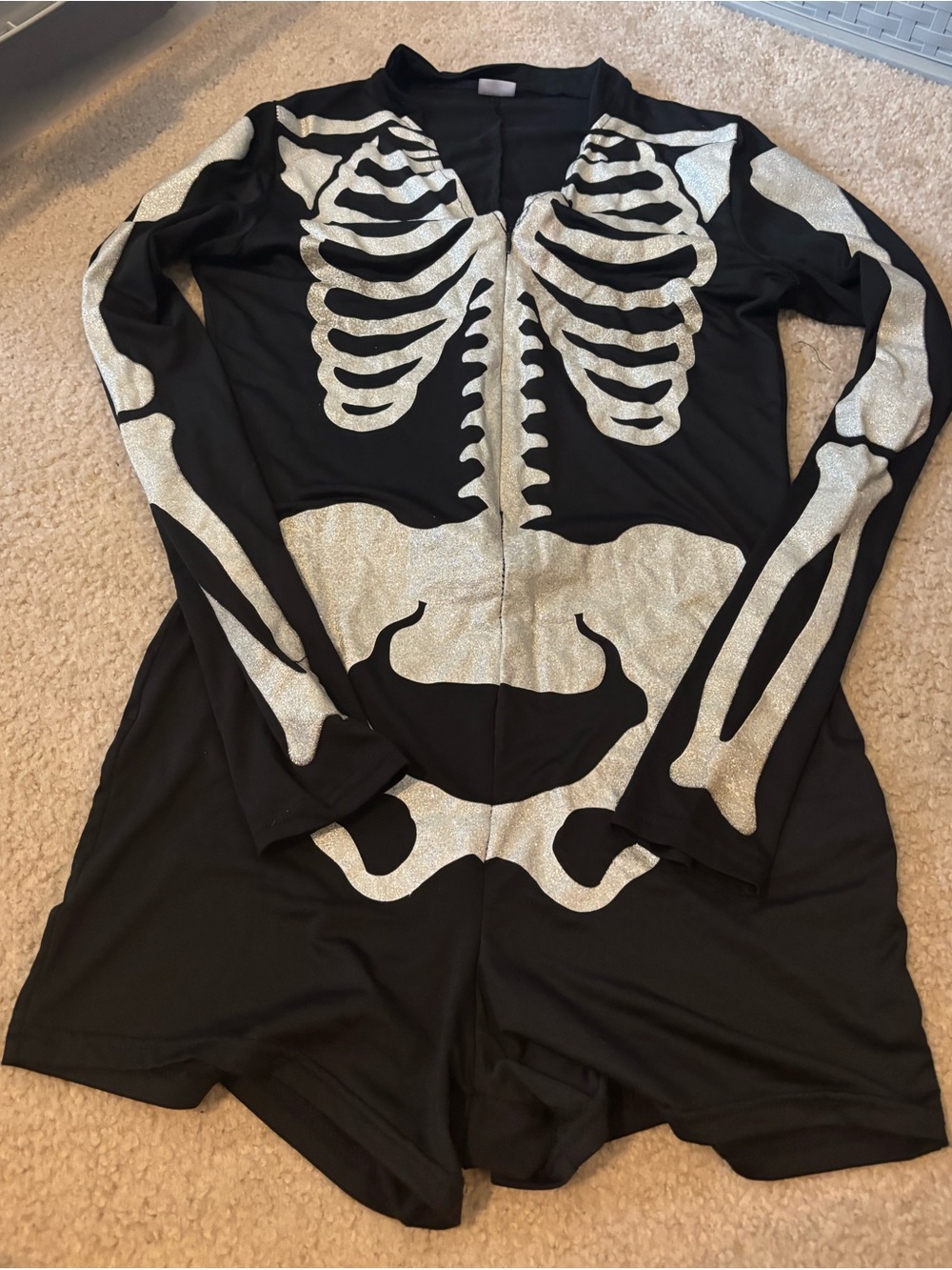 Spirit Black and Silver Skeleton Romper Costume